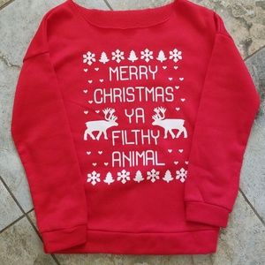 Women's Merry Christmas ya filthy animal sweater